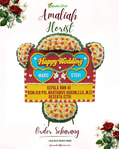 Karangan Papan Bunga Pernikahan di Petemon